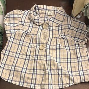 J.Lindeberg Kids Plaid Blouse in Blue and White